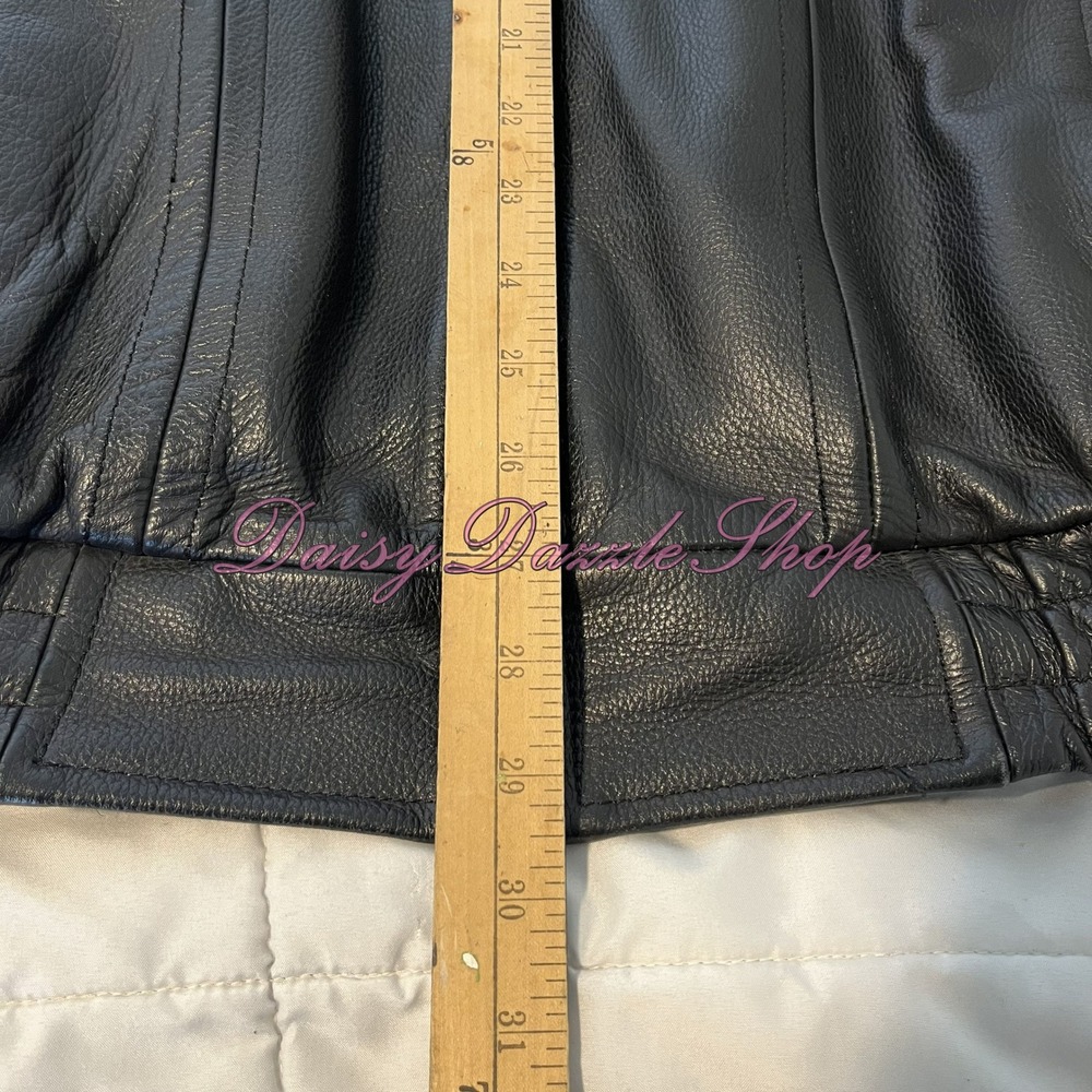 🏍️River Road Men's Leather MC Jacket Sz 46 Black W/ Thinsulate Liner HD Patch - Picture 6 of 16